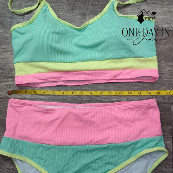 Adisputent High Waist Crop Bikini Swimsuit Size XL - Picture 3 of 5